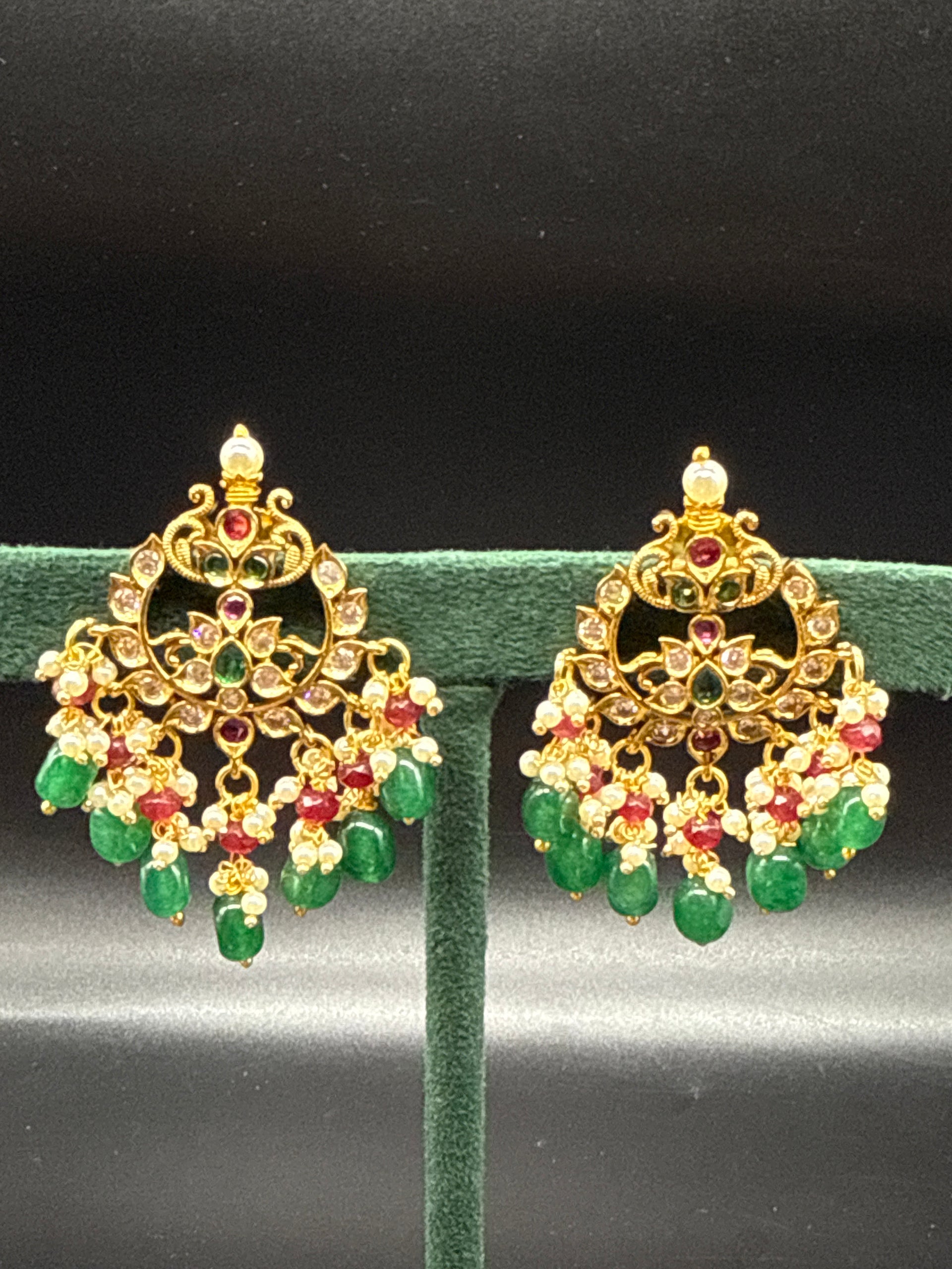 Emerald beads Chandbali