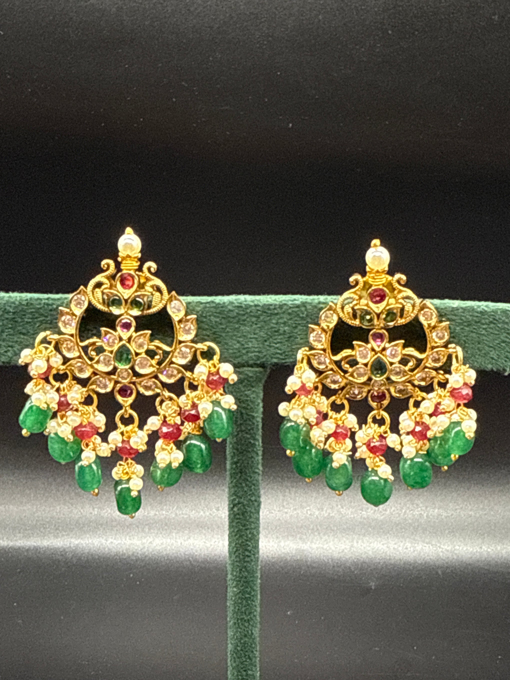 Emerald beads Chandbali