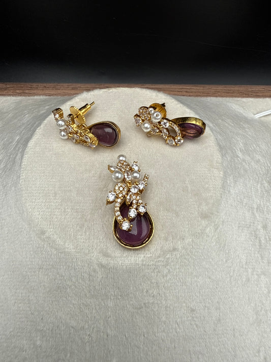 CZ with purple stone pendent set
