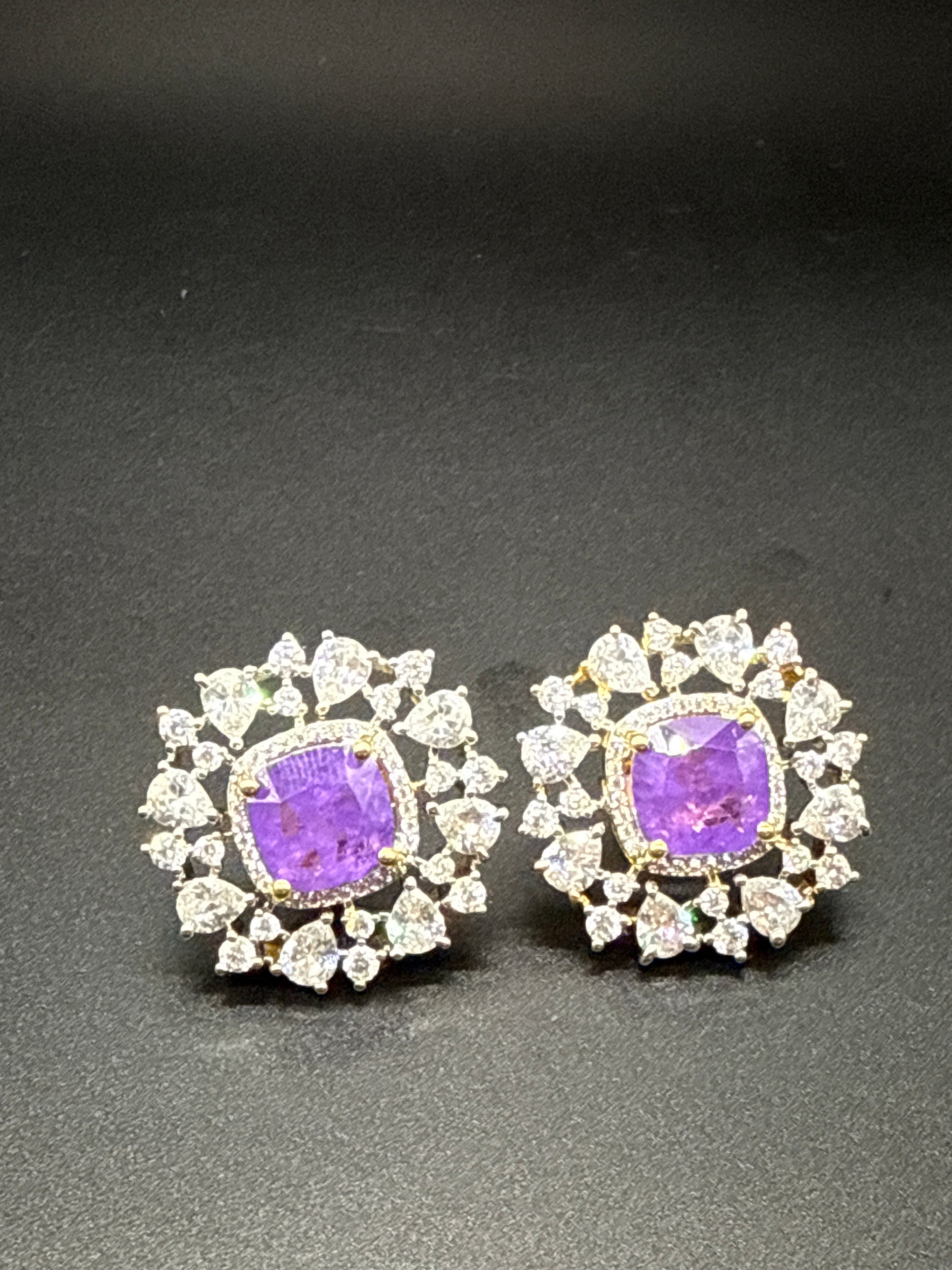 Tanzanite diamond finish studs