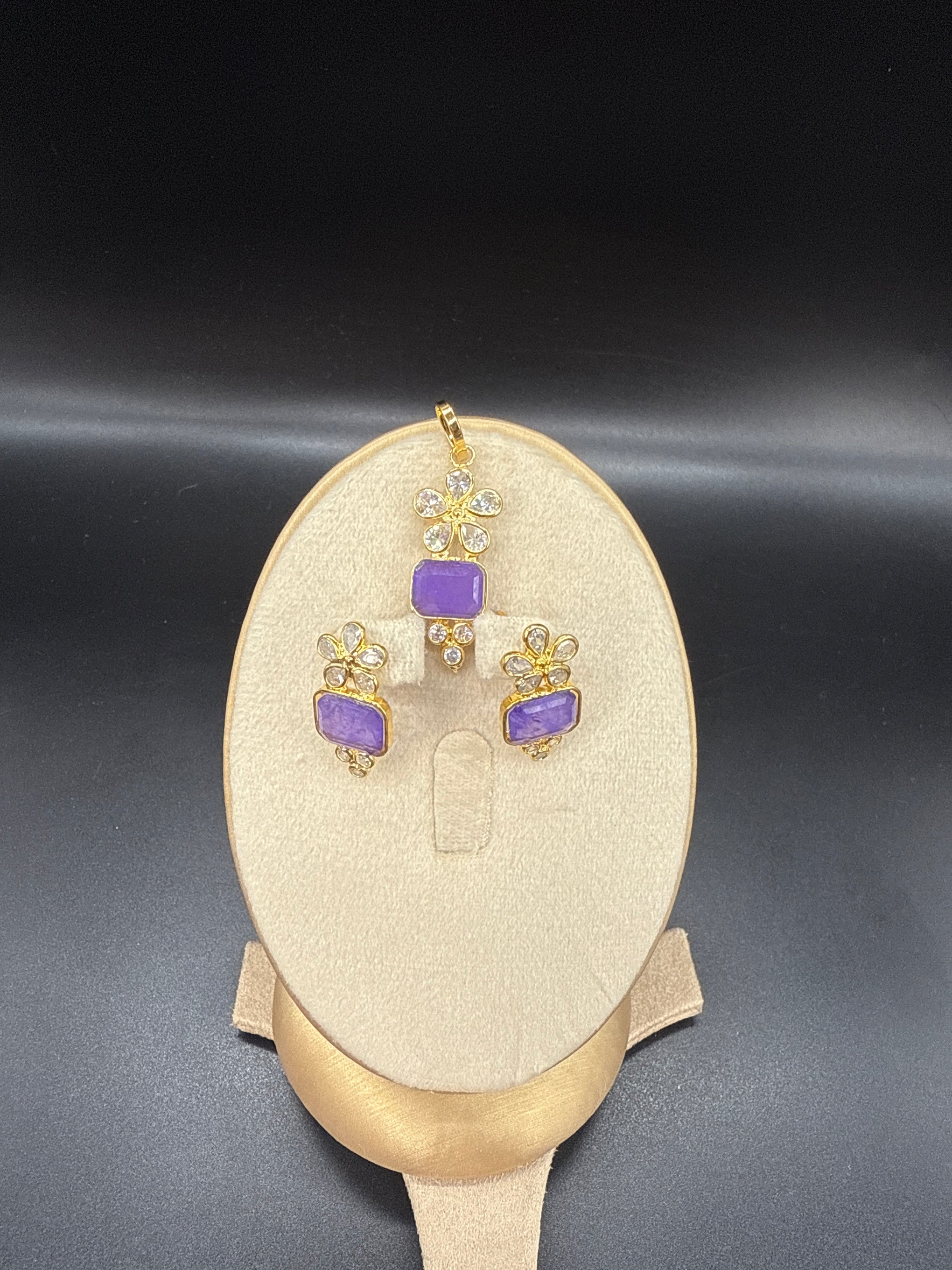 Cz pendent set -purple
