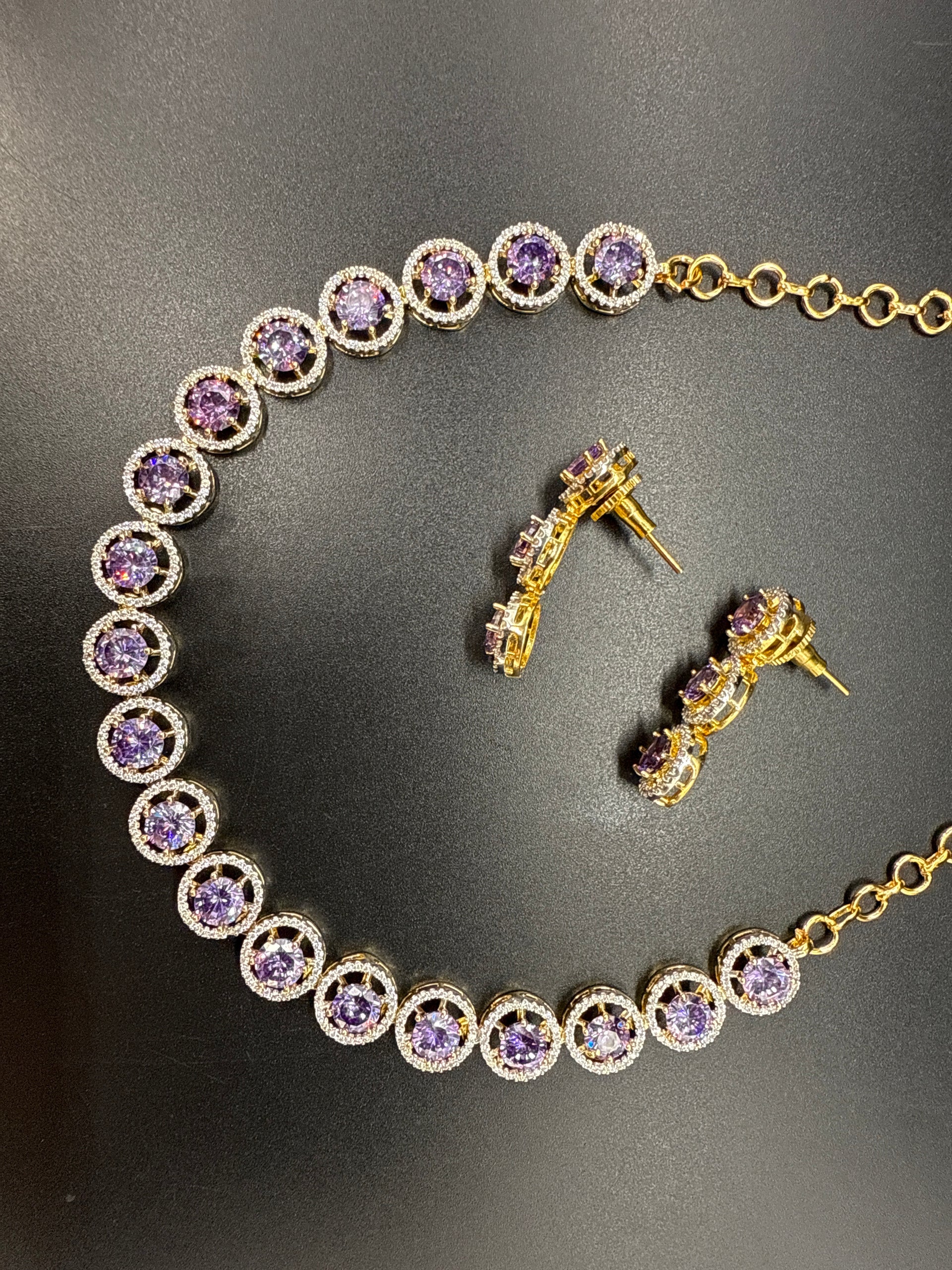 AD necklace set with purple stones