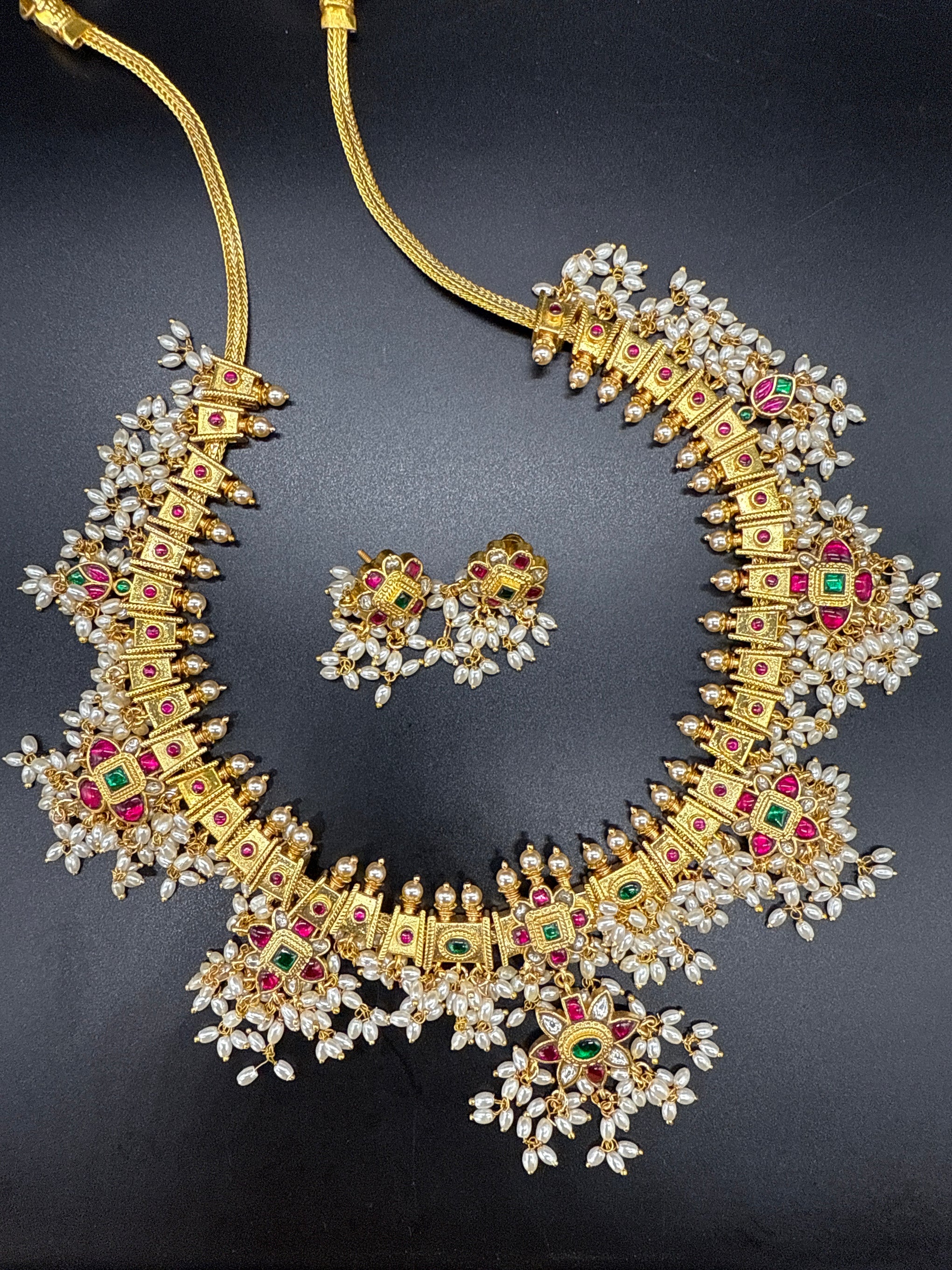 Guttapusalu necklace set with rice pearls