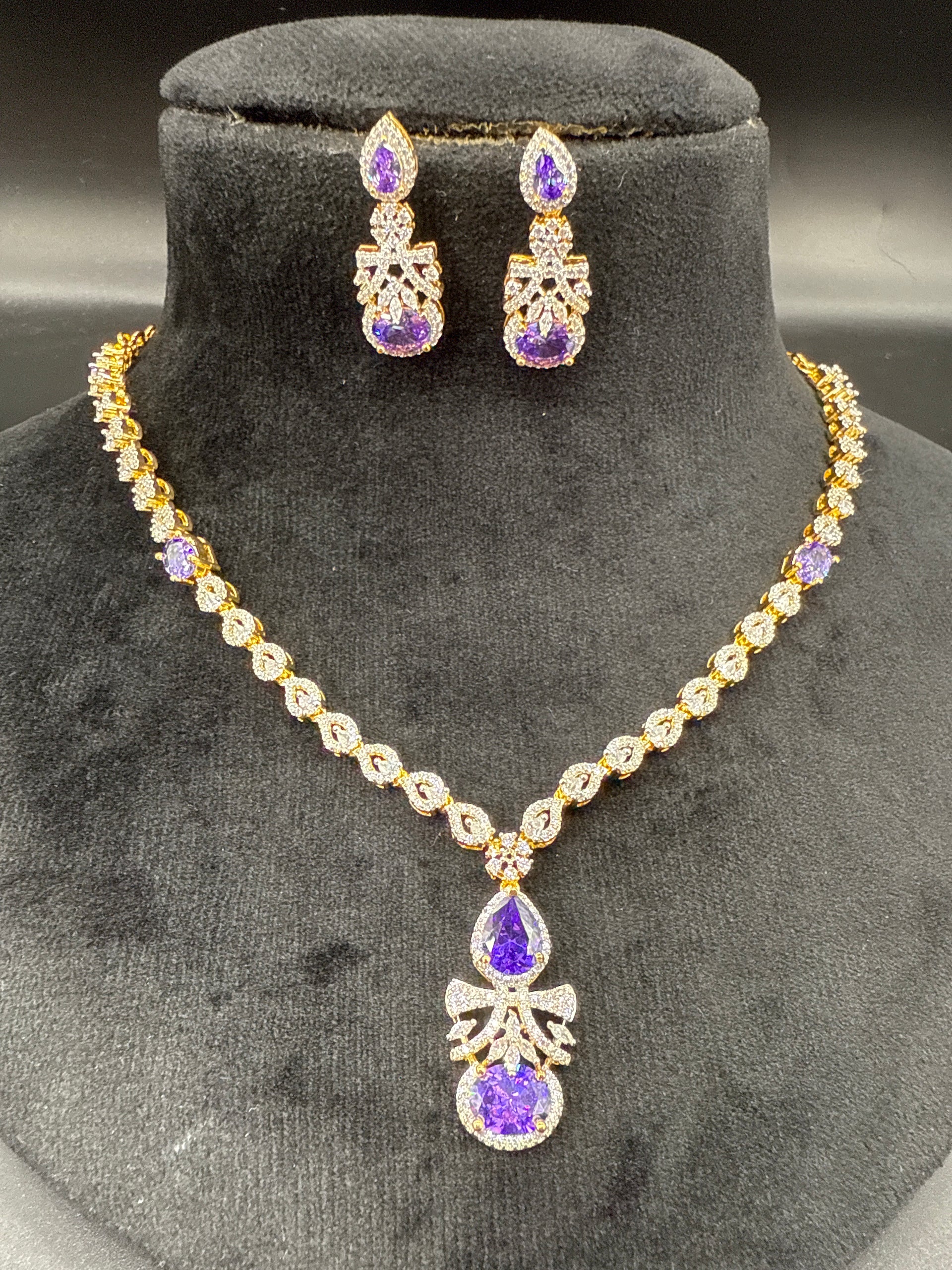 CZ diamond replica necklace set