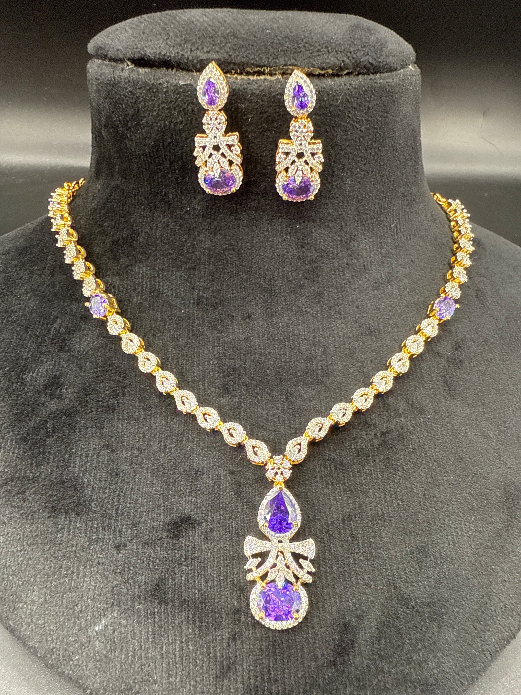 CZ diamond replica necklace set