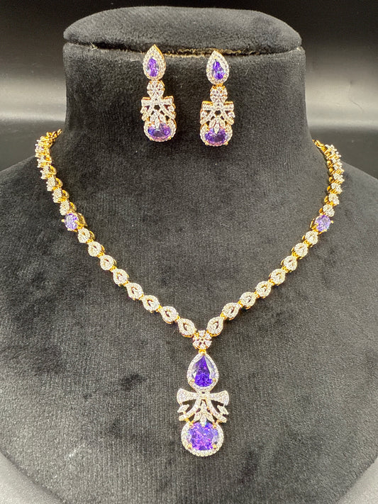 CZ diamond replica necklace set
