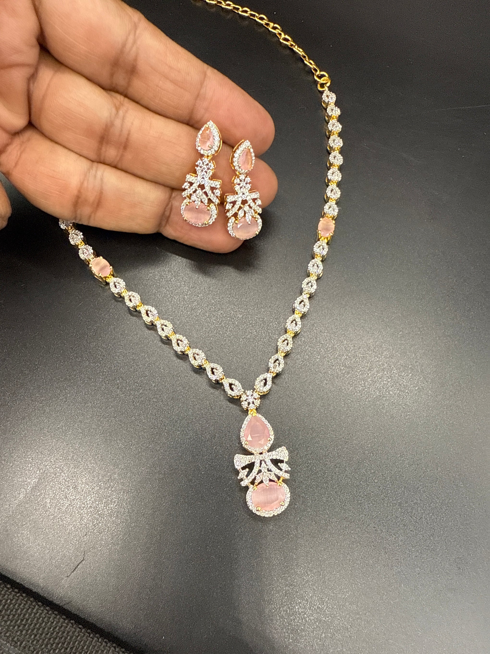 CZ diamond replica necklace set