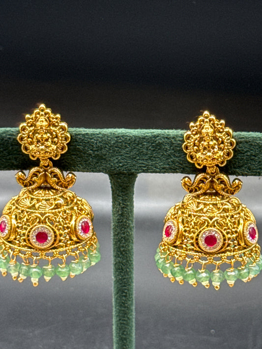 Swaroshki stones nakshi jumkas
