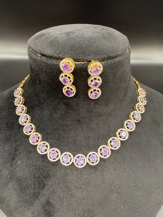 AD necklace set with purple stones