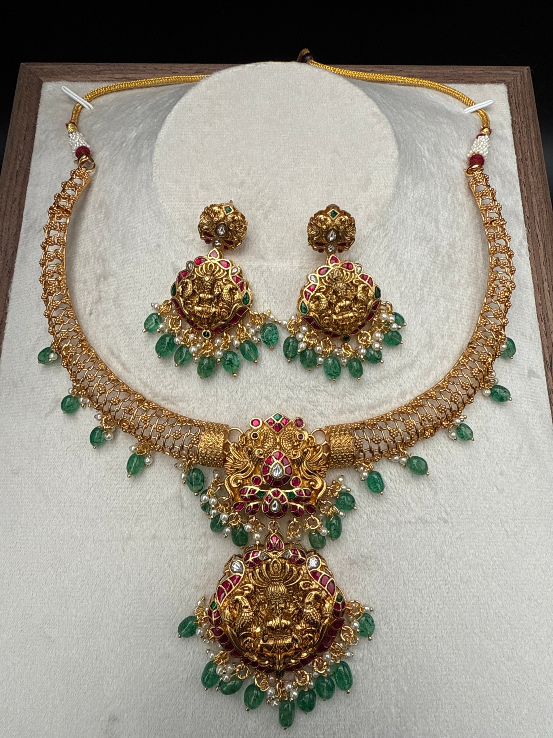Lakshmi Kante set with green beads