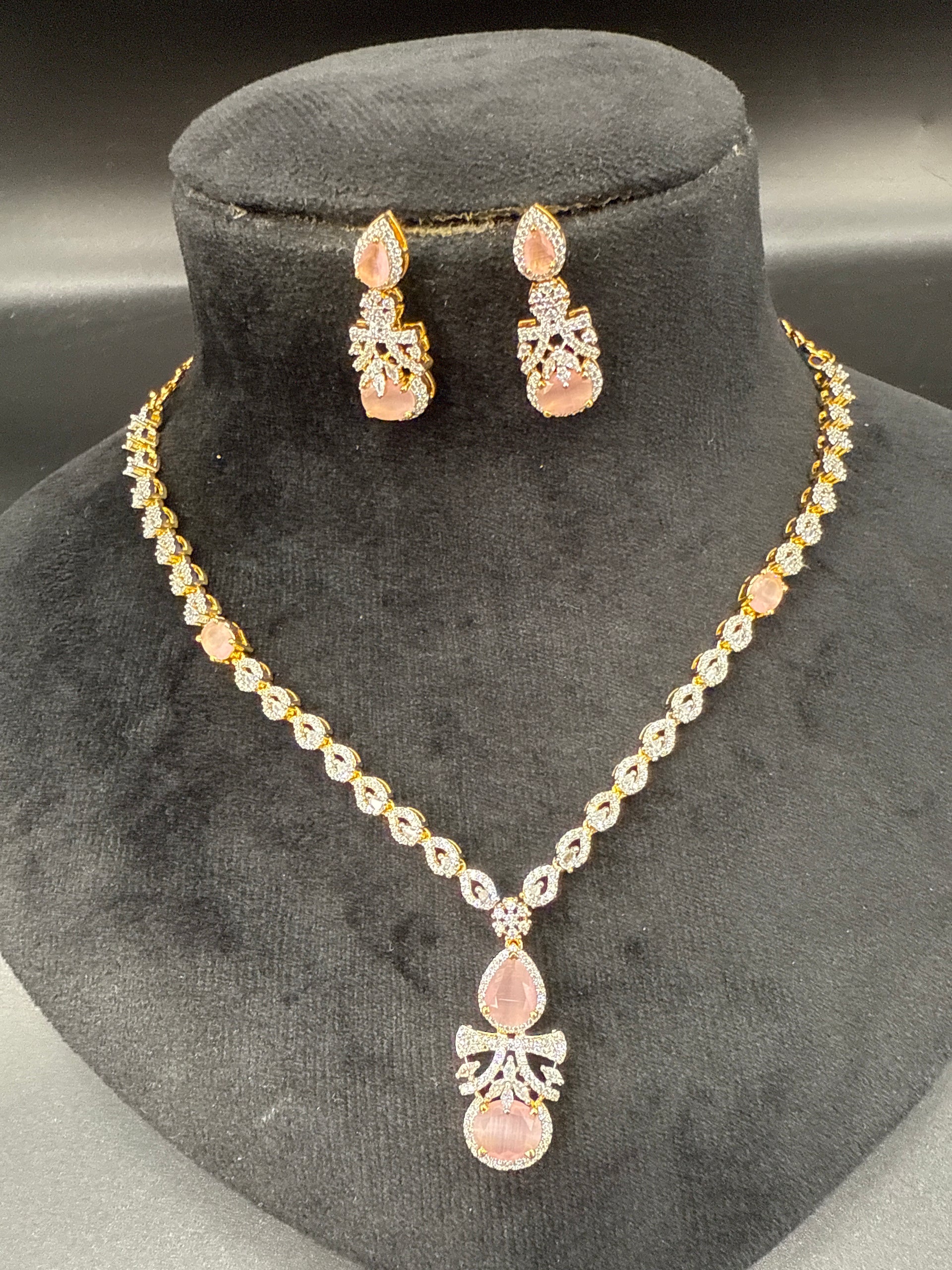 CZ diamond replica necklace set