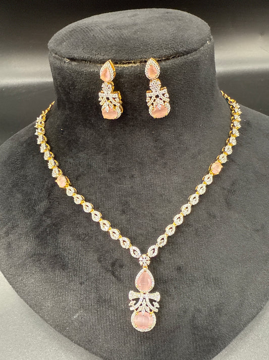 CZ diamond replica necklace set