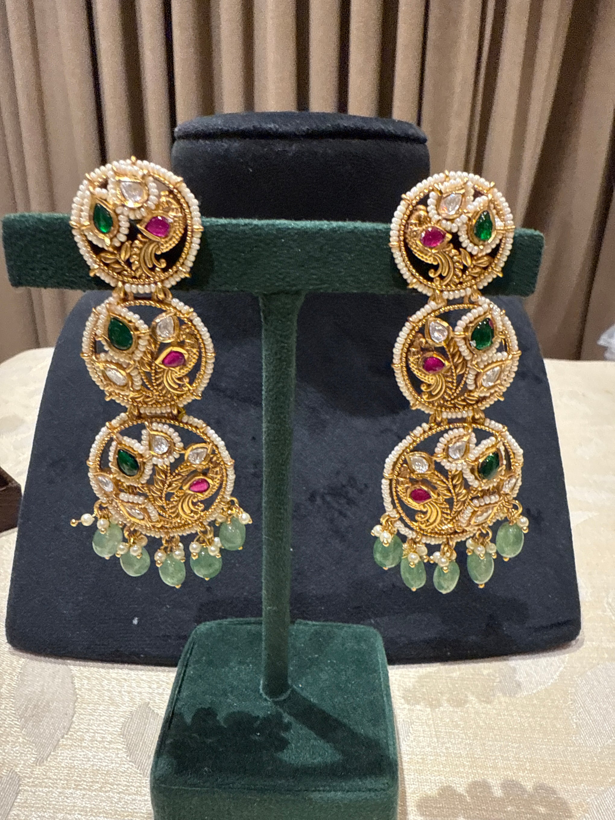 Kundan long earrings
