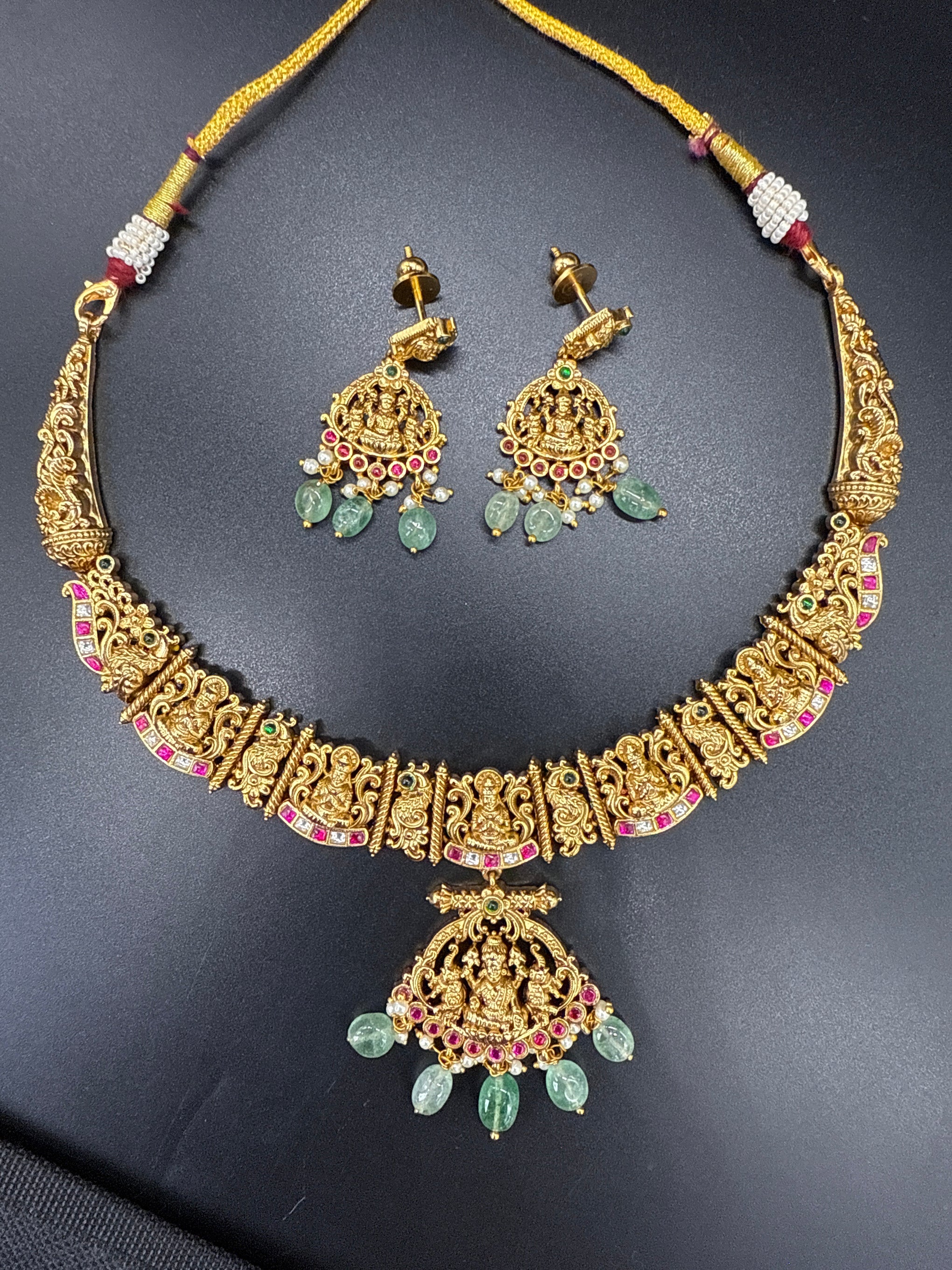 Lakshmi neck set with deep nakshi work