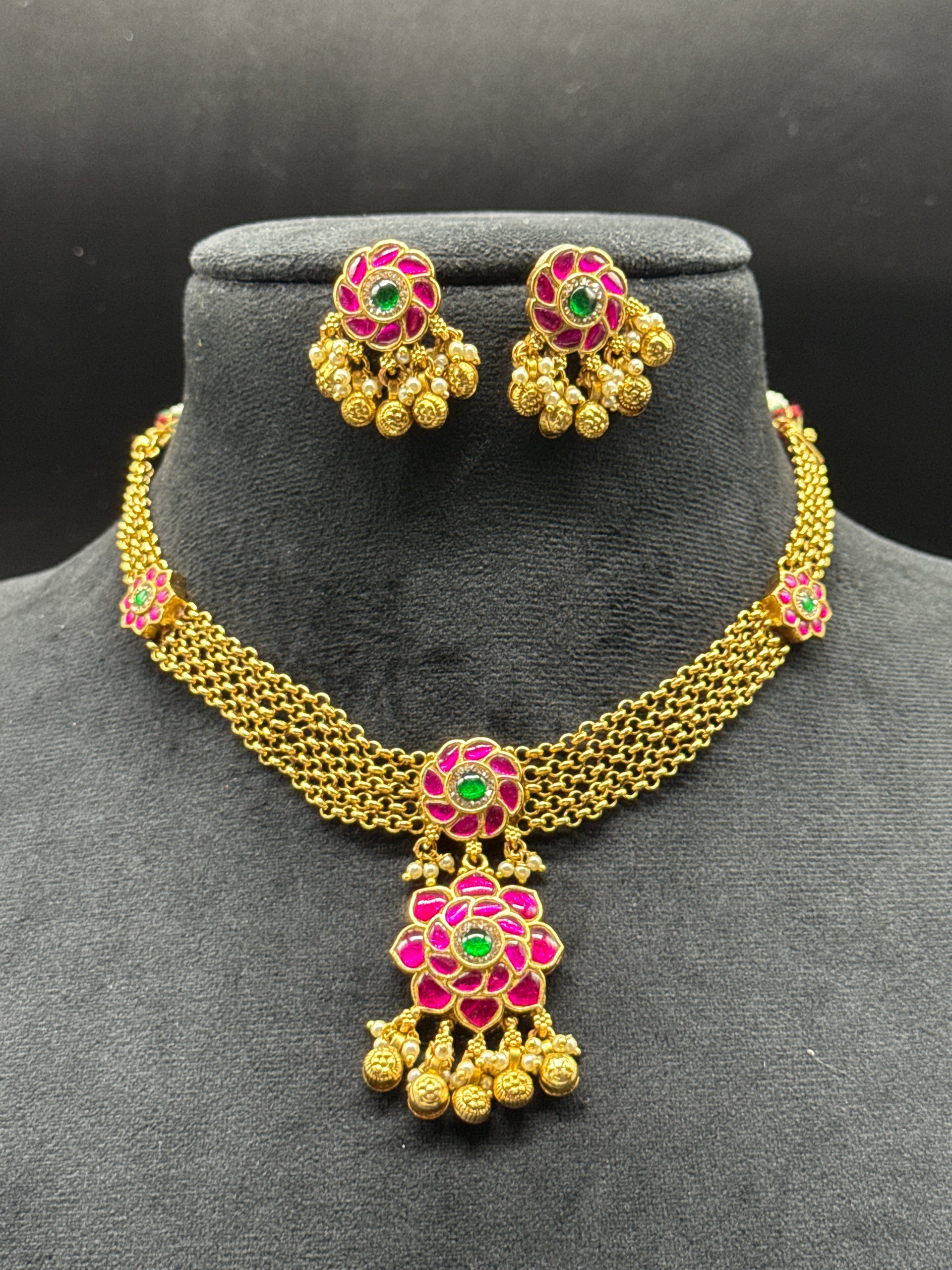 Choker Necklace Designs Ruby One Gram Gold Necklace Jewellery