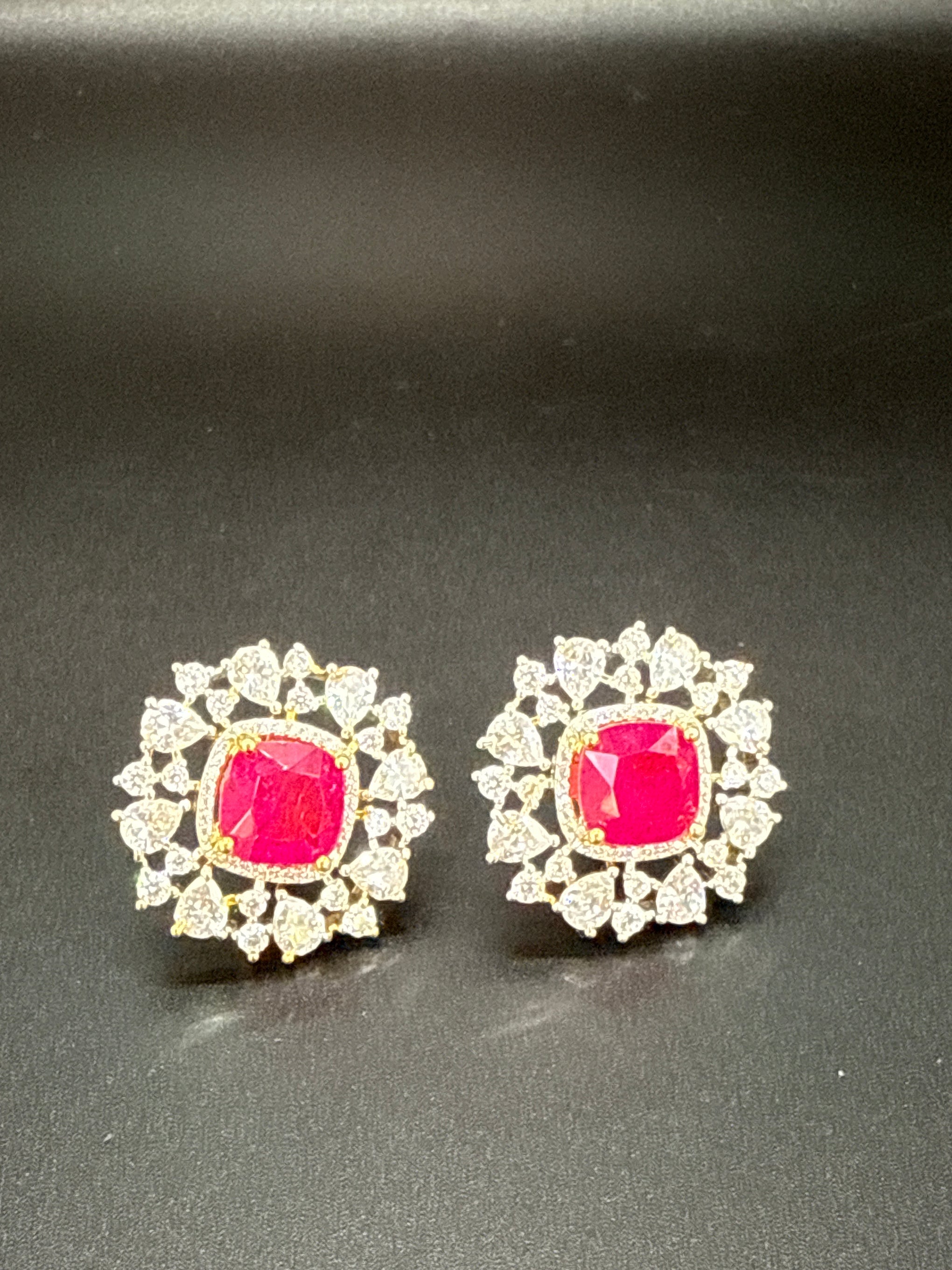 Diamond finish ruby studs