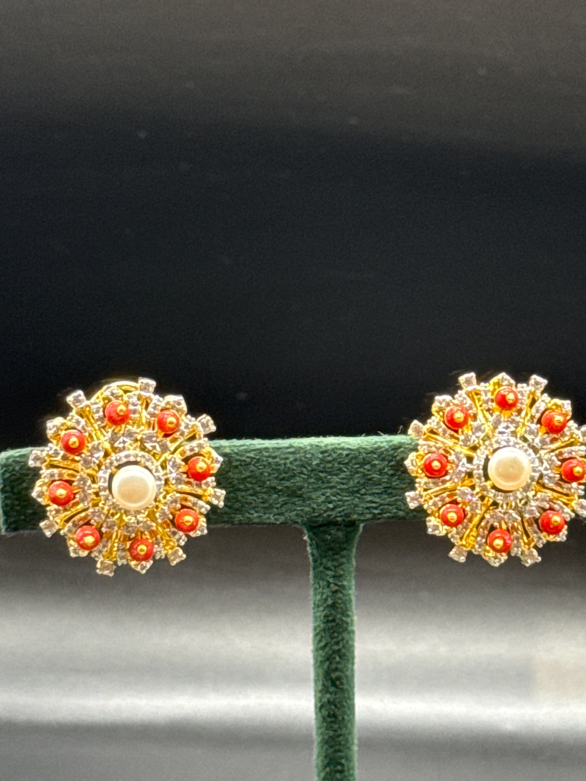 Diamond coral studs