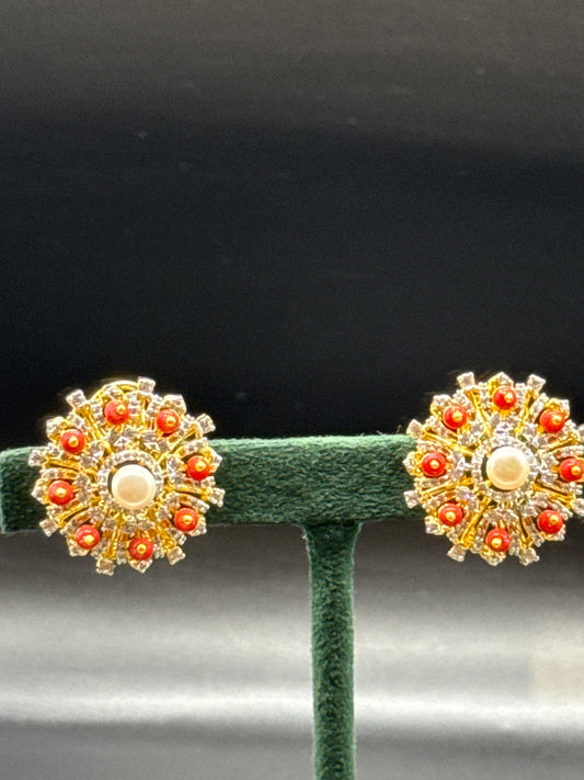 Diamond coral studs