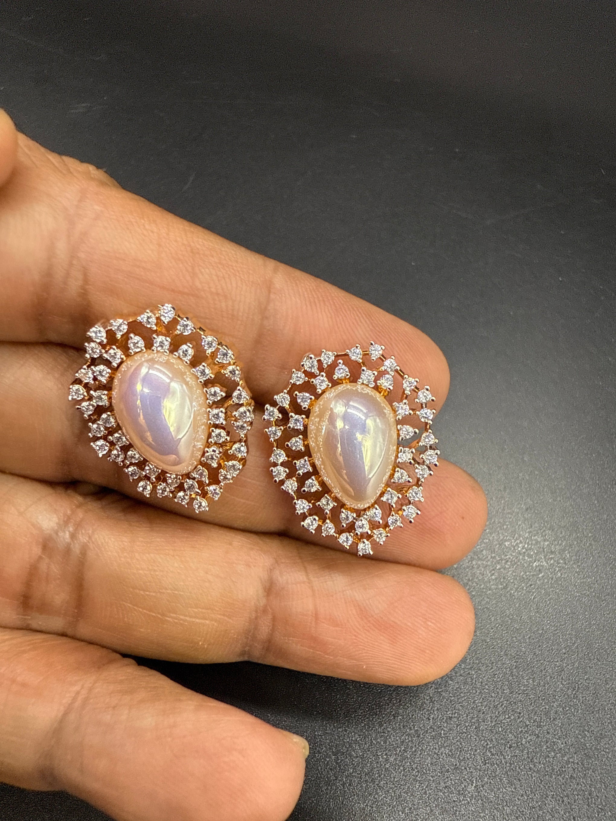 Pearl studded with CZ earrings