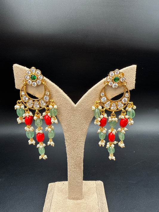 Chandbali with corals