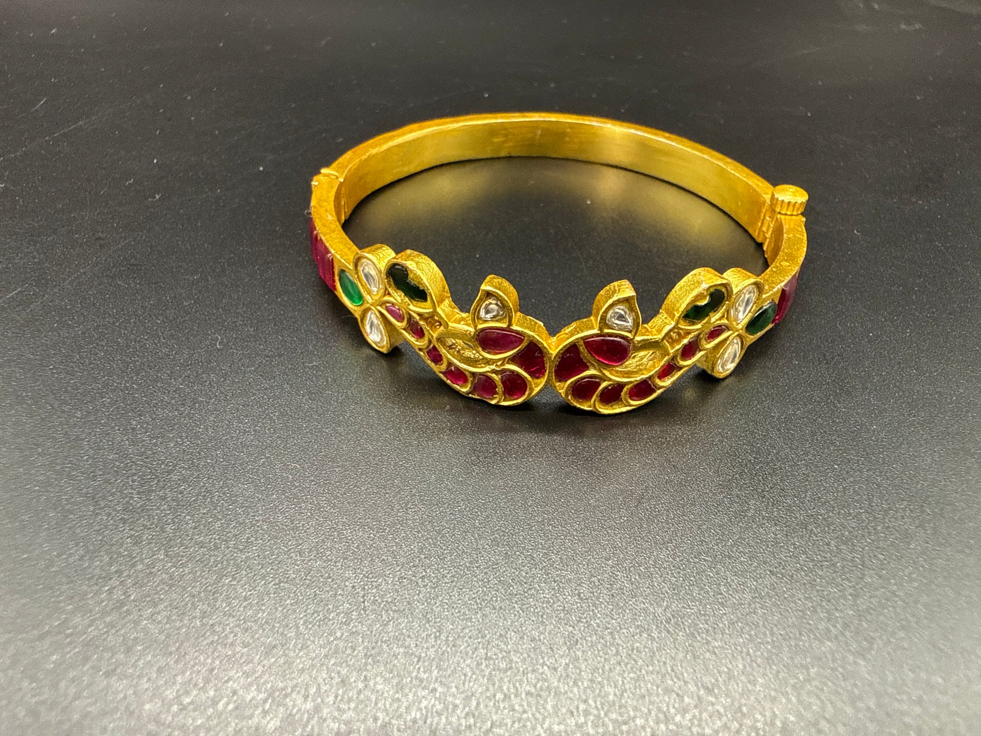 Kundan peacock bangle