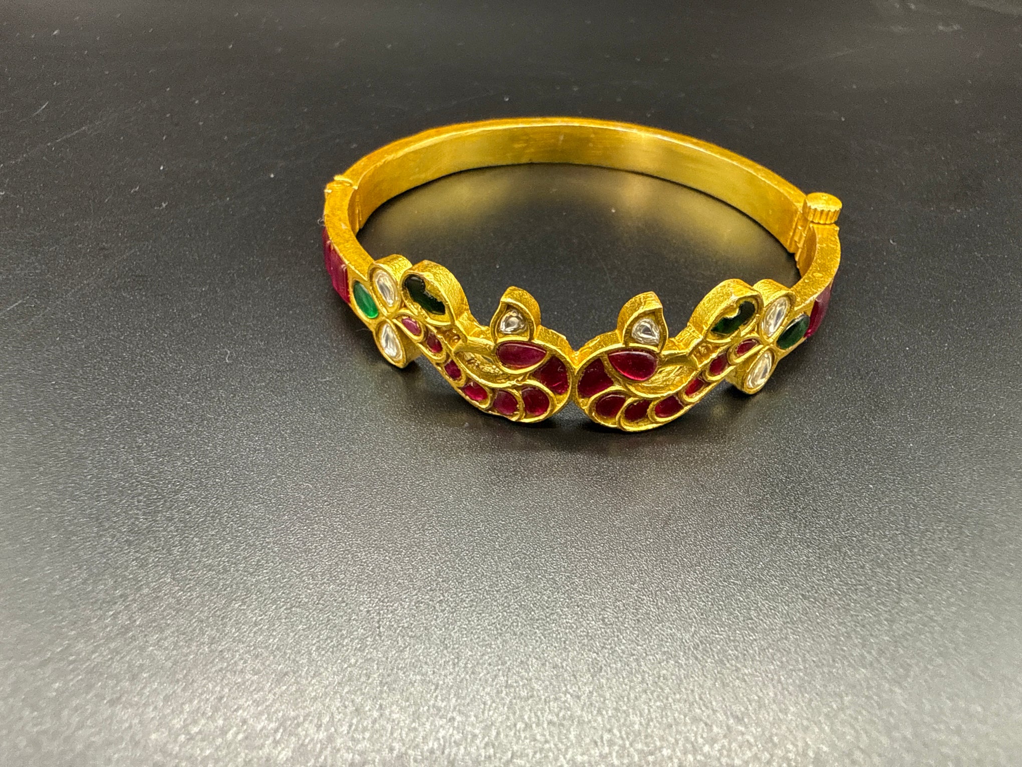Kundan peacock bangle
