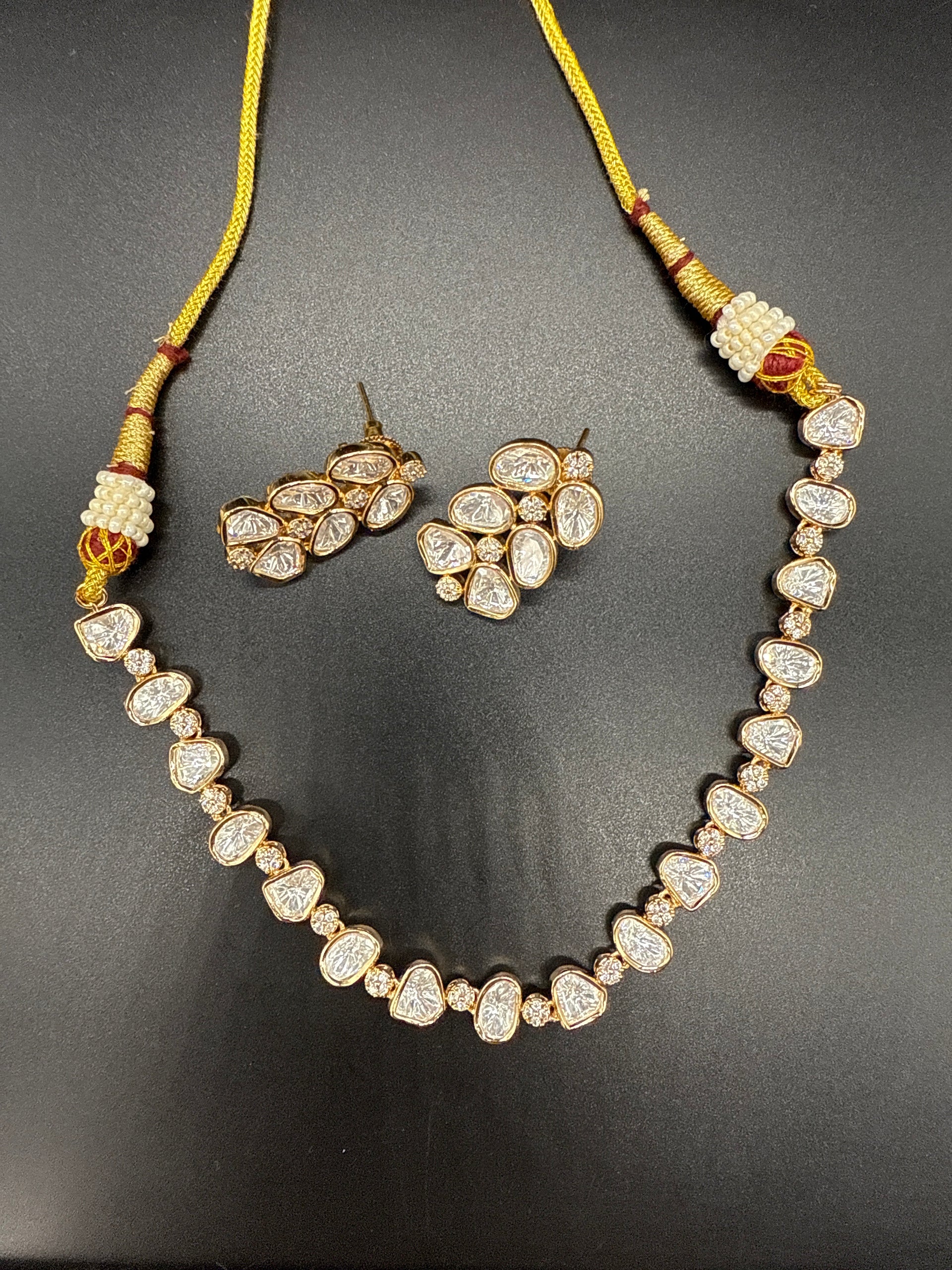 Cubic mozonite Kundan set -short