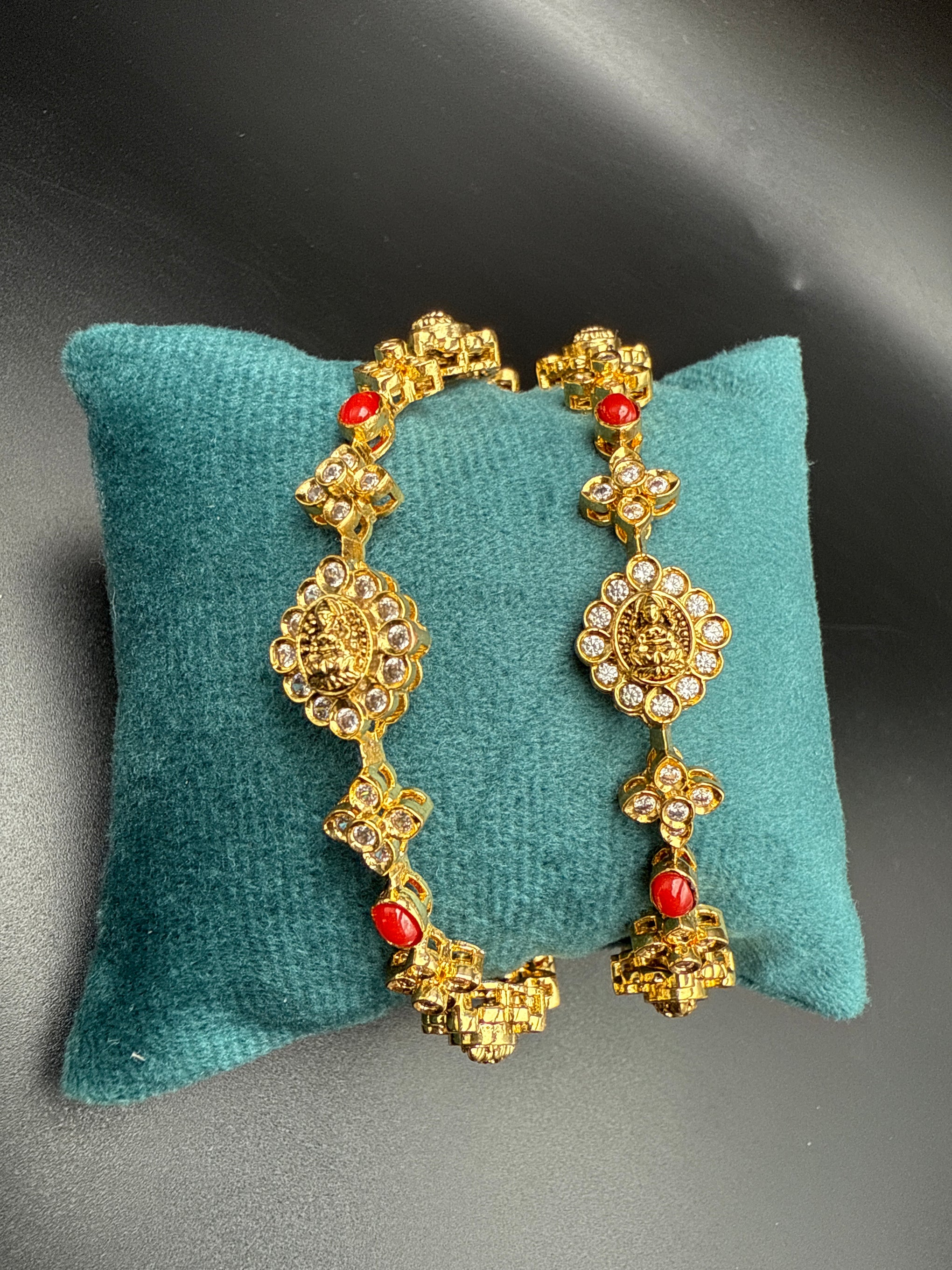 Lakshmi bangles with coral white stones