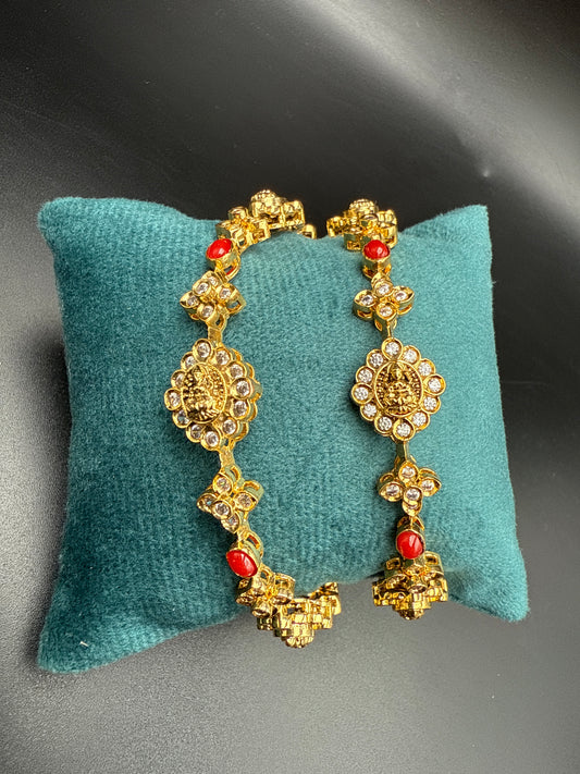Lakshmi bangles with coral white stones