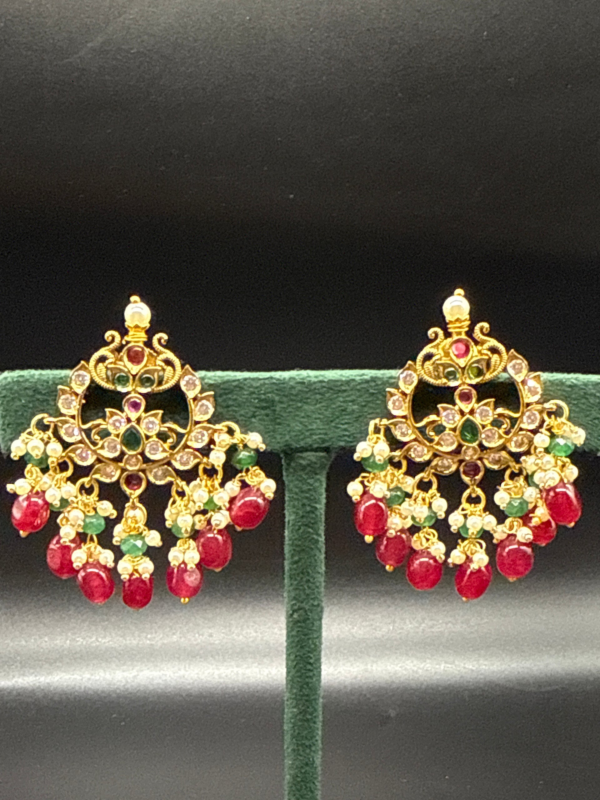 Ruby beads Chandbali