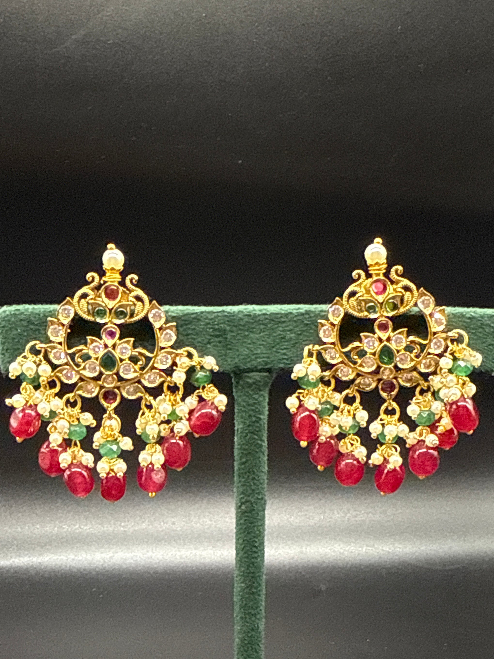 Ruby beads Chandbali