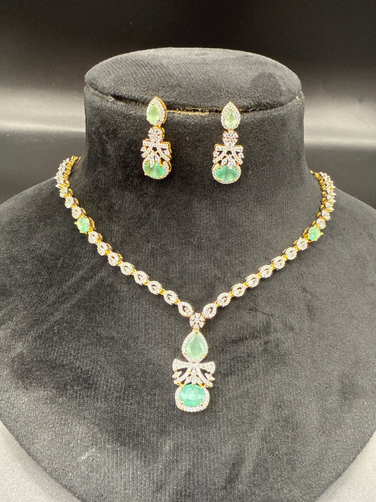 CZ diamond replica necklace set