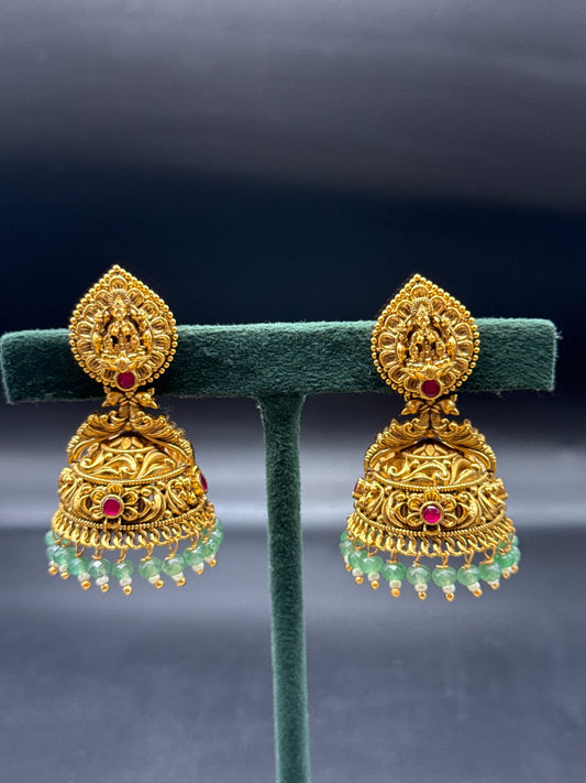 Beautiful gold nakshi jumka