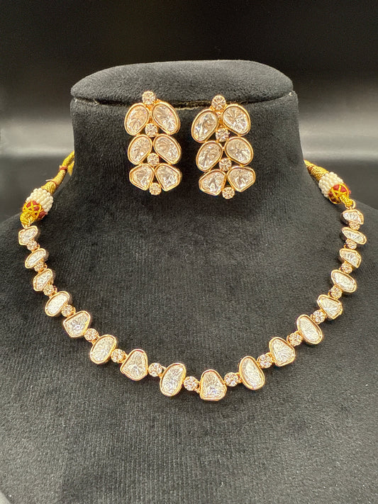 Cubic mozonite Kundan set -short
