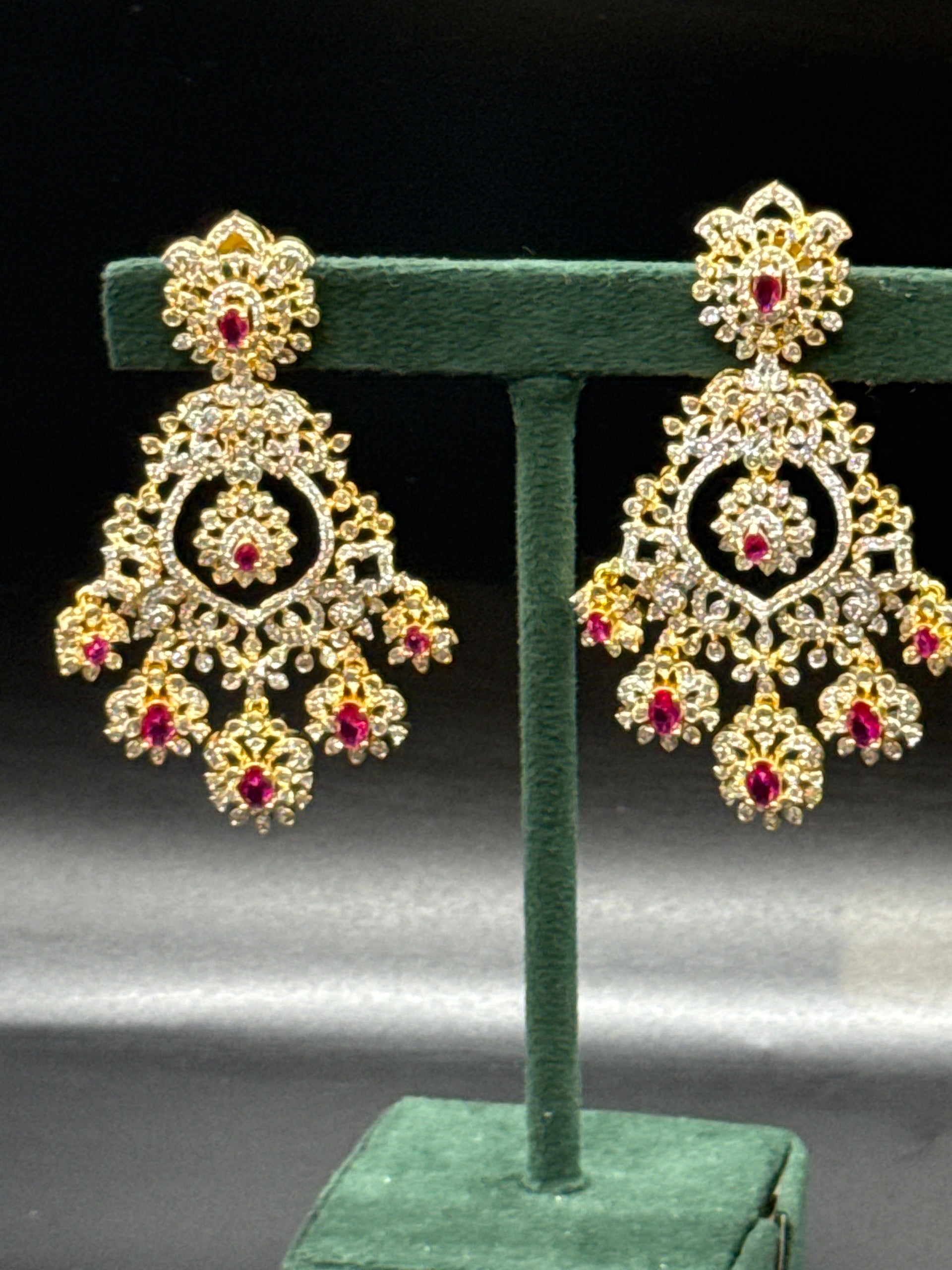 Ruby diamond replica earrings