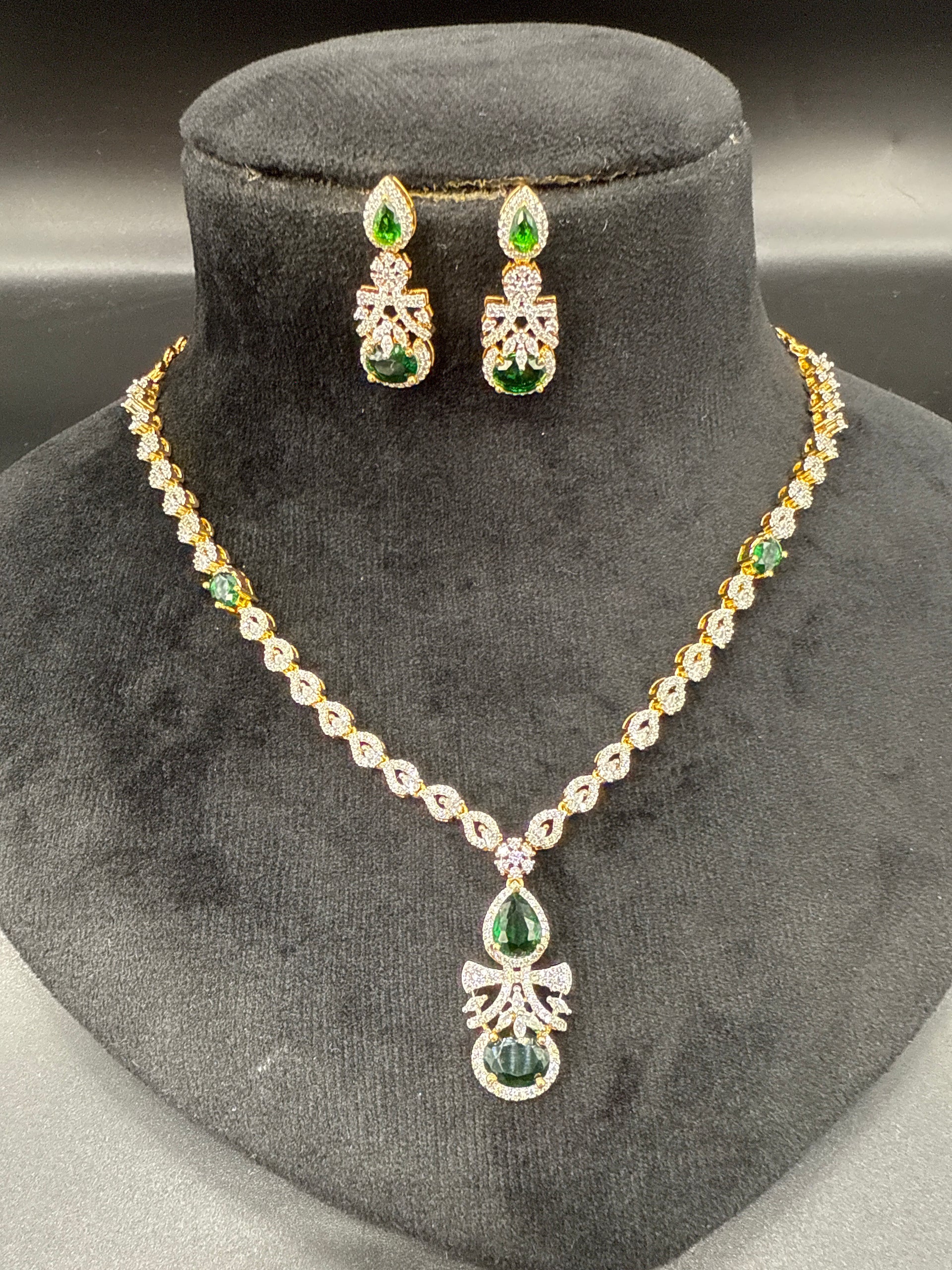 CZ diamond replica necklace set