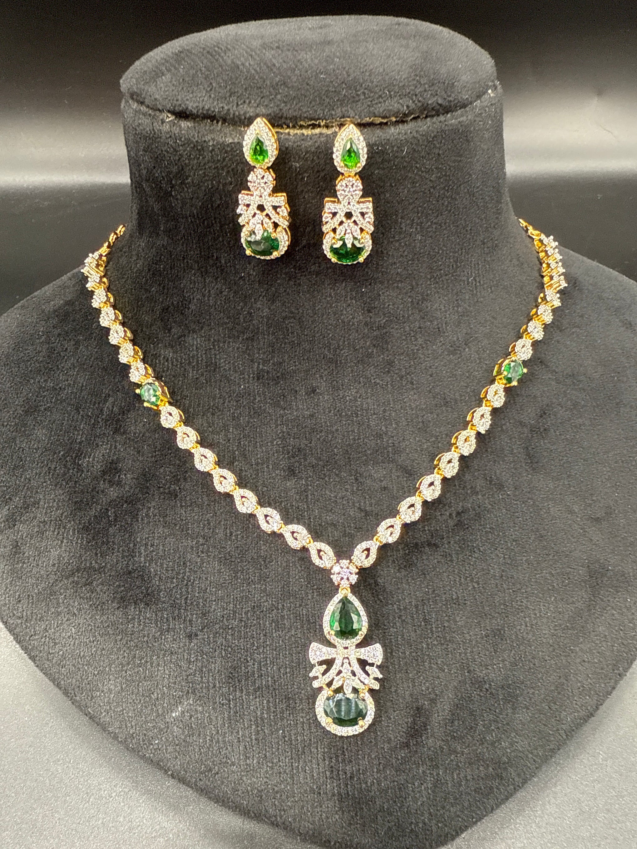 CZ diamond replica necklace set