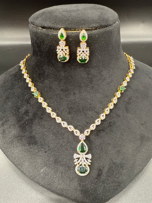 CZ diamond replica necklace set