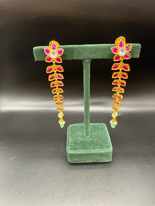 Long Kundan earrings