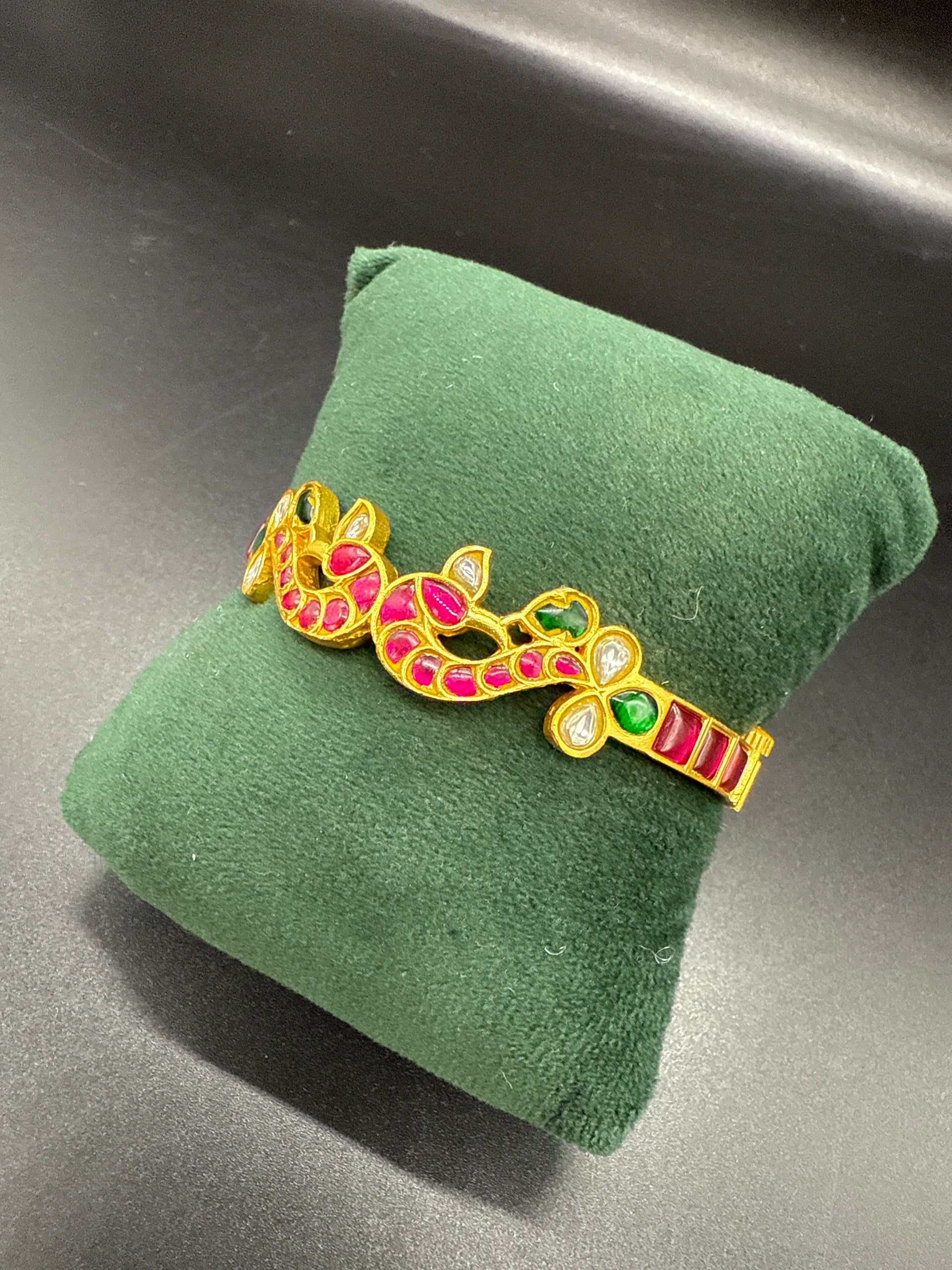 Kundan peacock bangle