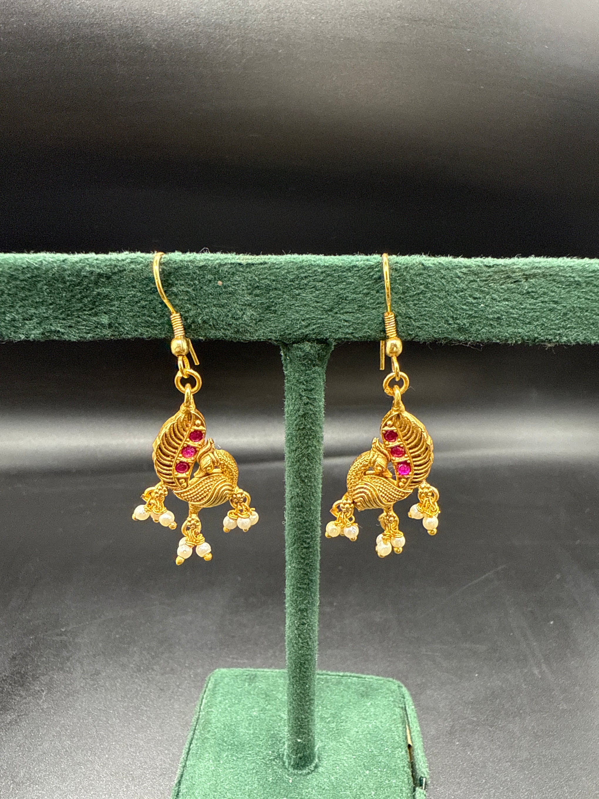 Peacock hook earrings