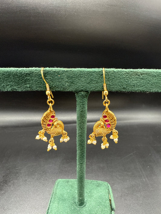Peacock hook earrings