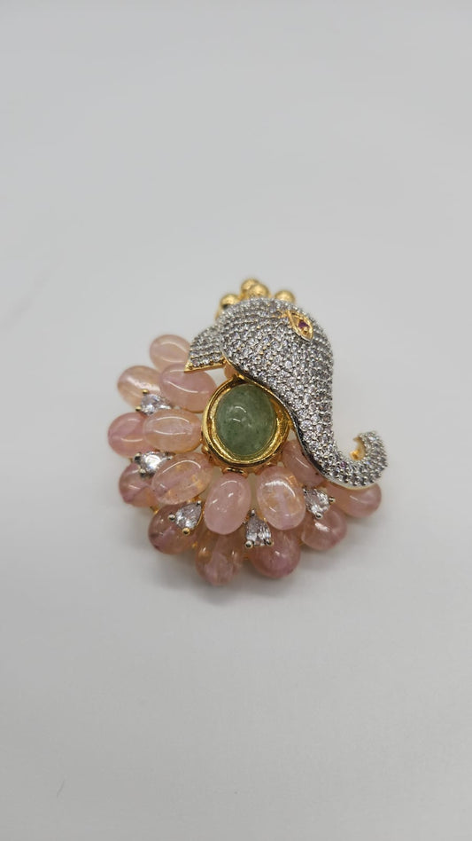 Pink` beads Ganesha Pendent