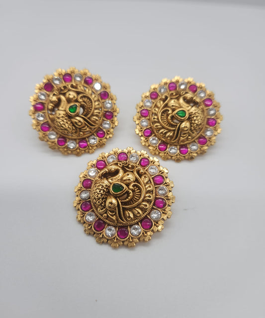 Kundan Nakshi big stud with pendent