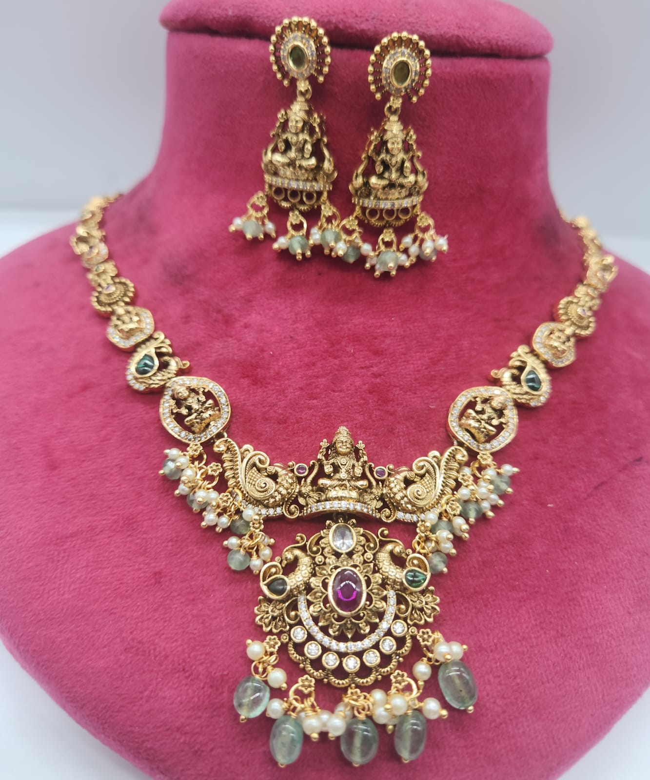 Nakshi set with CZ-short necklace