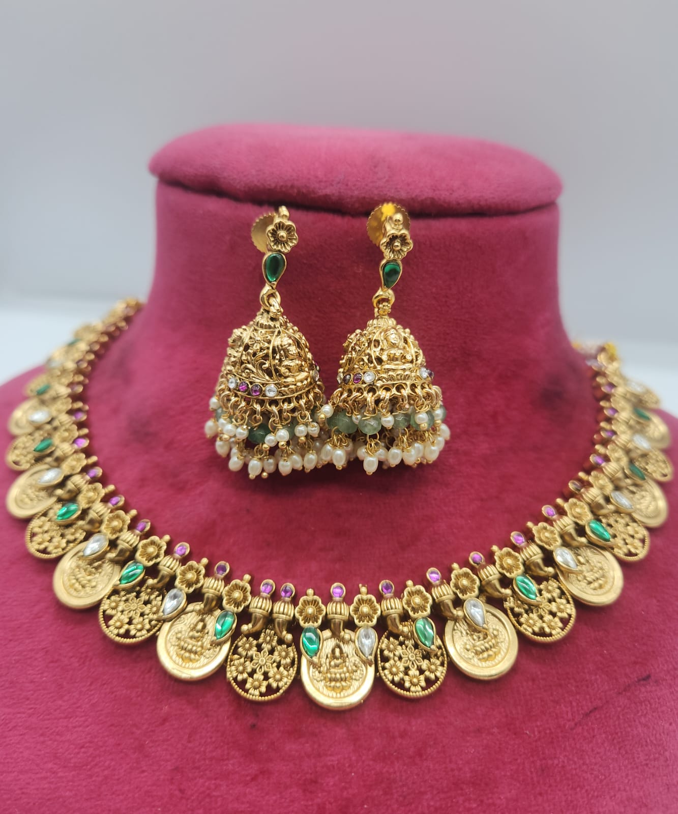 Lakshmi coin short necklace set