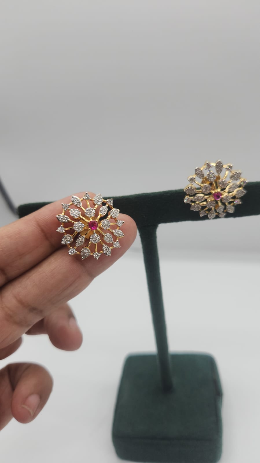 Diamond stud with Ruby