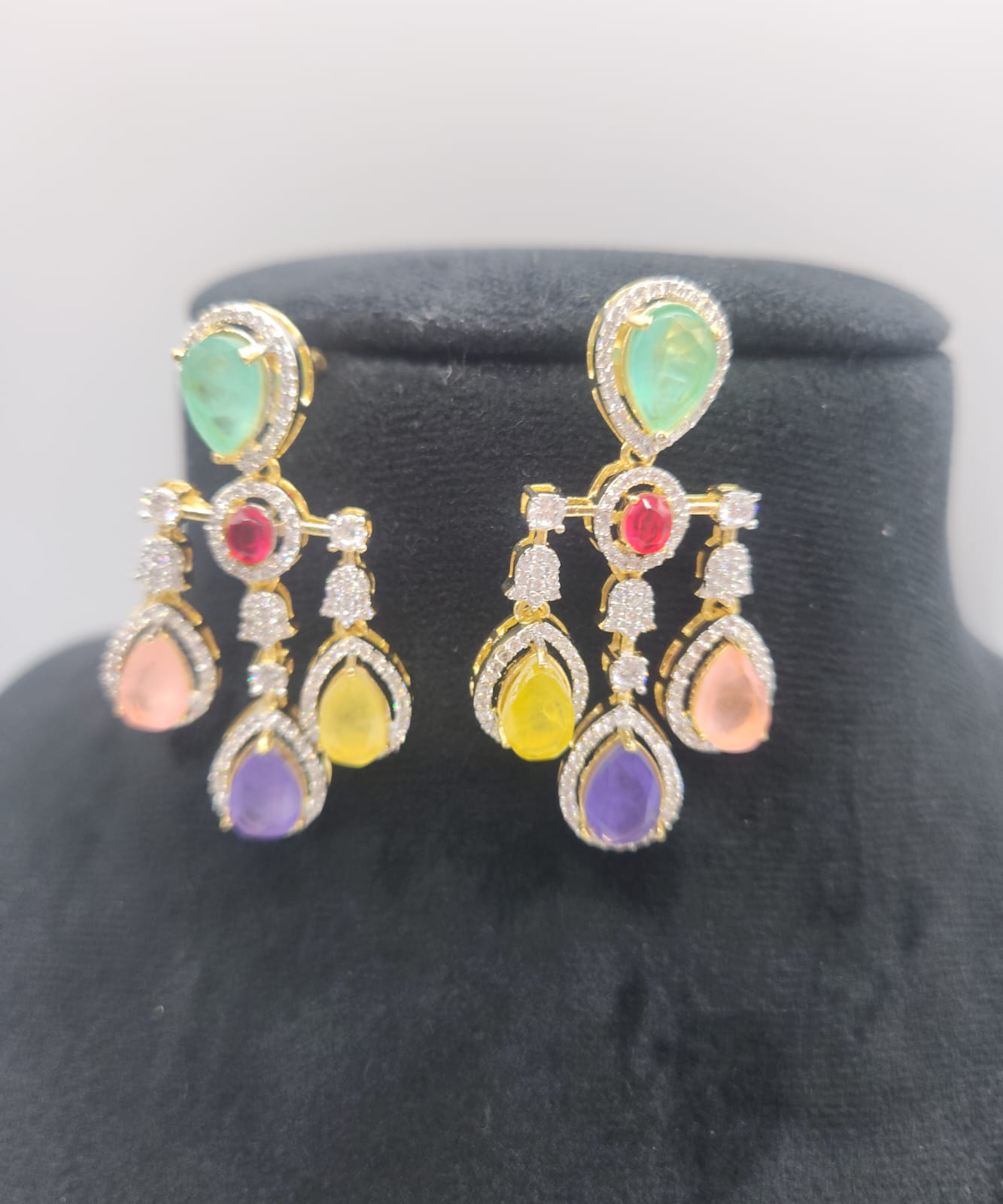 Navratan diamond finish earrings