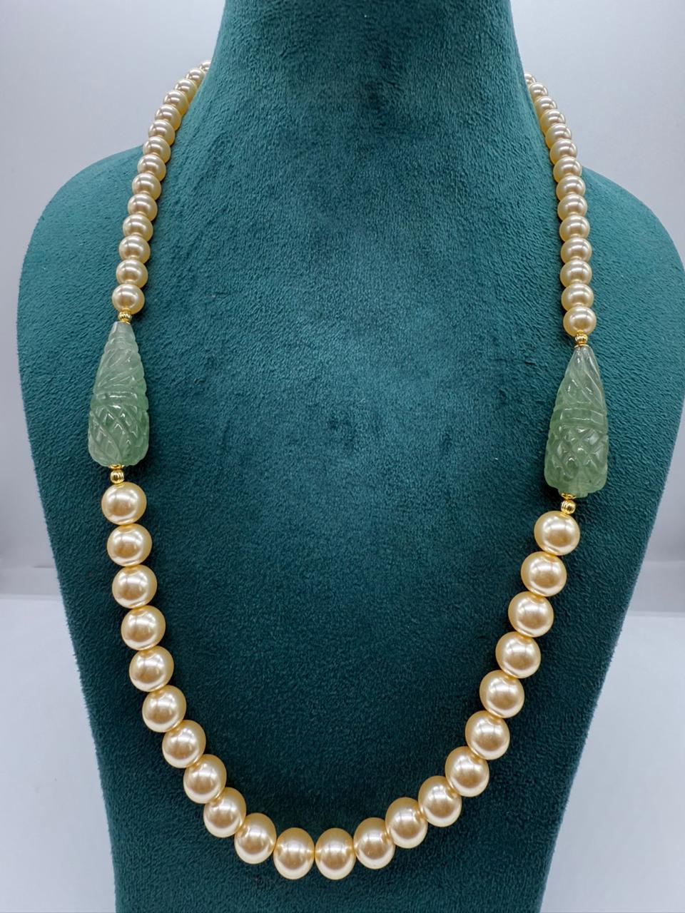 Exclusive Mugal carving Aventurine pearl mala