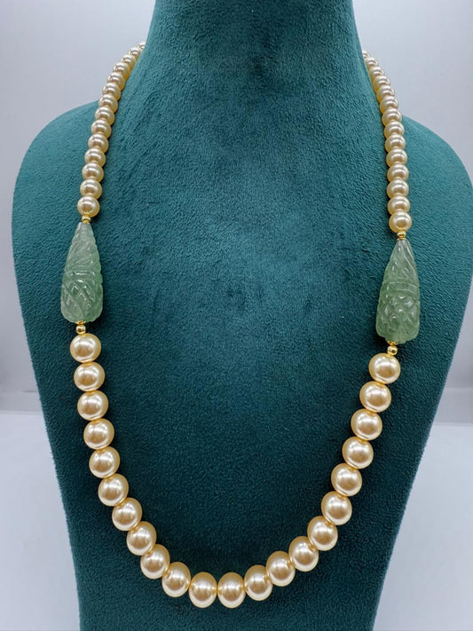 Exclusive Mugal carving Aventurine pearl mala